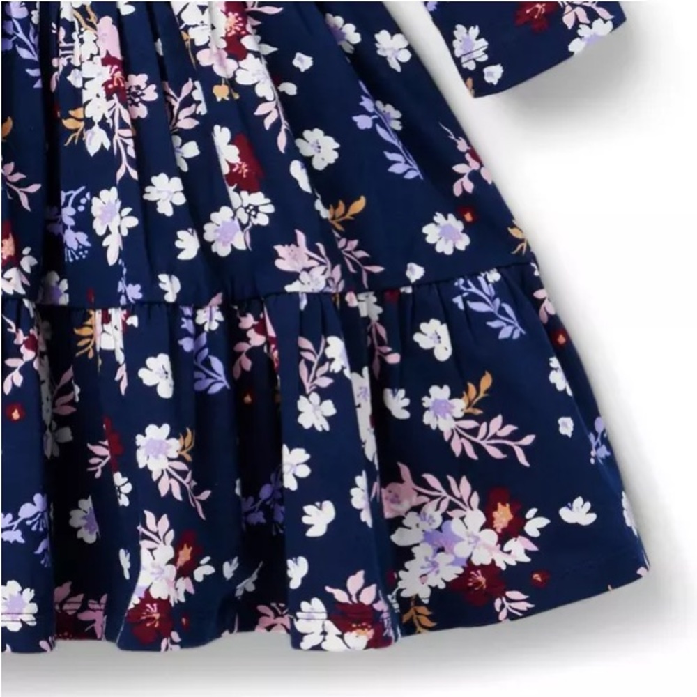 Brand New Janie & Jack Toddler Girl Blue Floral 3/4 Sleeve Dress, Size 3, NWT - Picture 4 of 5